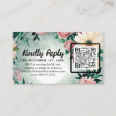 Pastel Flower Elegance: Sage Green Bloemen Huwelij Informatiekaartje (Voorkant)