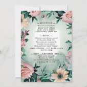 Pastel Flower Elegance: Sage Green Bloemen Huwelij Kaart (Achterkant)