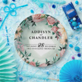 Pastel Flower Elegance: Sage Green Bloemen Huwelij Papieren Bordje (Feest)