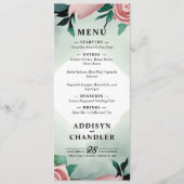 Pastel Flower Elegance: Sage Green Bloemen Huwelij Programmakaart (Voorkant)