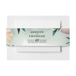 Pastel Flower Elegance: Sage Green Bloemen Huwelij Uitnodigingen Wikkel