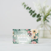 Pastel Flower Elegance Sage Green Floral Pink Rose Informatiekaartje (Staand voorkant)