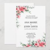 Pastel Flower Formal Wedding Kaart (Voorkant / Achterkant)