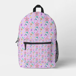 "Pastel Flower Pattern – Schattigee Waterverf Flor Bedrukte Rugzak