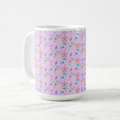 "Pastel Flower Pattern – Schattigee Waterverf Flor Koffiemok (Voorkant links)