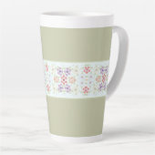 Pastel Flowered Design Latte Mok (Rechterhoek)