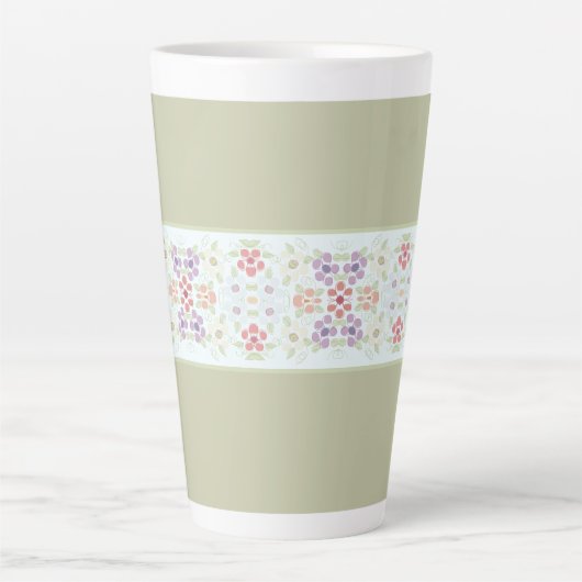 Pastel Flowered Design Latte Mok (Voorkant)