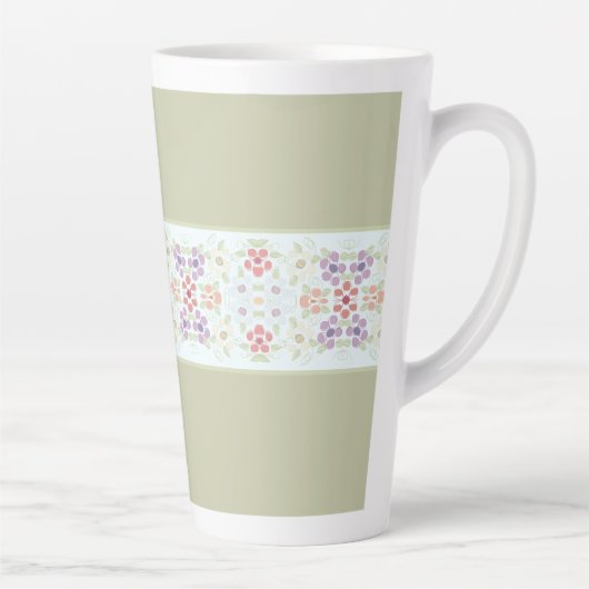 Pastel Flowered Design Latte Mok (Rechts)