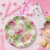 Pastel Flowers Alcohol Ink Illustration  Papieren Bordje (Feest)