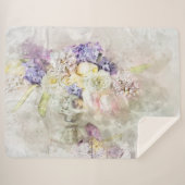 *~* Pastel Flowers AR26 Classic Modern Romantic Sherpa Deken (Voorkant (horizontaal))