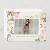 Pastel  Flowers Beige Photo Afstuderen Briefkaart (Voorkant / Achterkant)