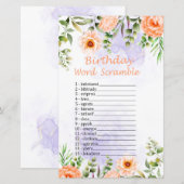 Pastel Flowers Birthday Word Scramble Game (Voorkant / Achterkant)