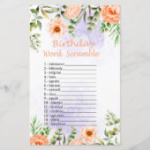 Pastel Flowers Birthday Word Scramble Game (Voorkant)