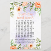 Pastel Flowers Birthday Word Search Game (Voorkant)