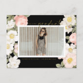 Pastel  Flowers Black Photo Afstuderen Briefkaart (Voorkant)