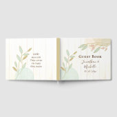 Pastel Flowers Blauw Roze Goud Waterverf Gastenboek (Volledig)
