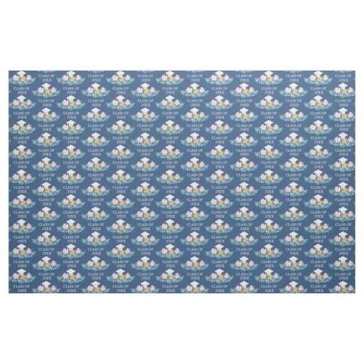 Pastel Flowers Blue Afstuderen Class of Pattern Stof (Yard (91,4 cm))