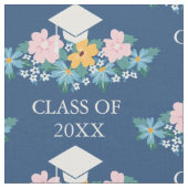 Pastel Flowers Blue Afstuderen Class of Pattern Stof (Close Up)