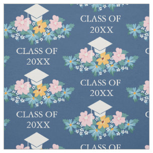 Pastel Flowers Blue Afstuderen Class of Pattern Stof