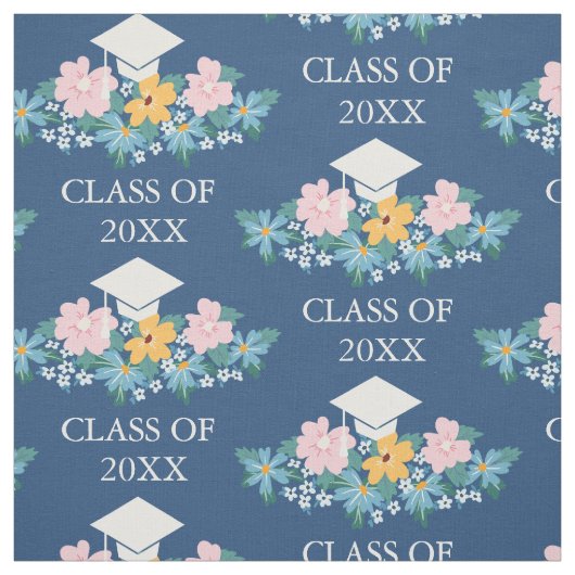Pastel Flowers Blue Afstuderen Class of Pattern Stof (Swatch)