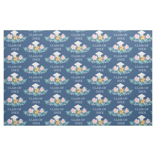 Pastel Flowers Blue Afstuderen Class of Pattern Stof (Fat Quarter)
