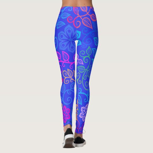 Pastel Flowers Blue Leggings (Achterkant)