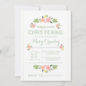 Pastel Flowers Christening Uitnodiging (Voorkant)