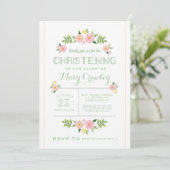 Pastel Flowers Christening Uitnodiging (Staand voorkant)