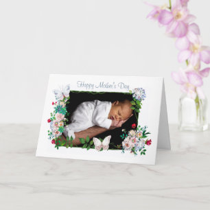 Pastel Flowers Custom Photo Moederdag Kaart