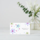 Pastel Flowers | Eenvoudige naam Monogram Visitekaartje (Staand voorkant)