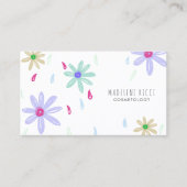 Pastel Flowers | Eenvoudige naam Monogram Visitekaartje (Voorkant)