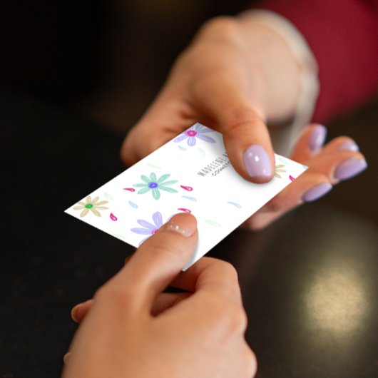 Pastel Flowers | Eenvoudige naam Monogram Visitekaartje