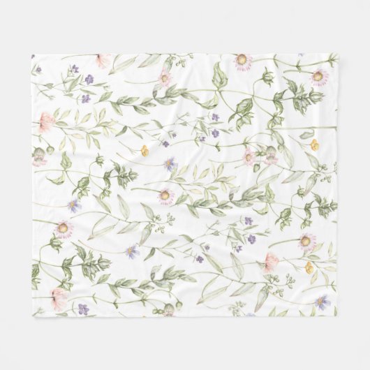 Pastel Flowers Fleece Deken (Voorkant (Horizontaal))