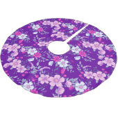 Pastel Flowers Floral Print op Elegant Paars Kerstboom Rok (Gekanteld)