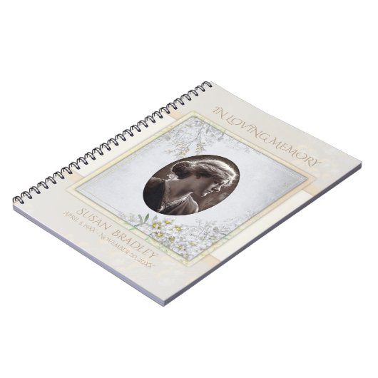 Pastel  Flowers Funeral Memorial Guest Book Notitieboek (Linkerzijde)