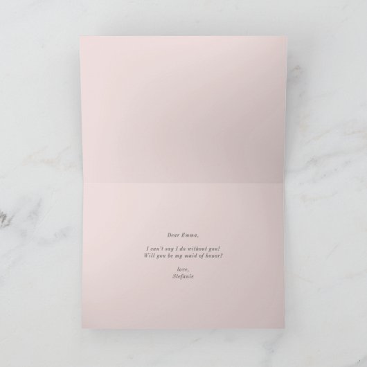 Pastel Flowers Glitter Maid of Honor proposal Kaart (Binnen)