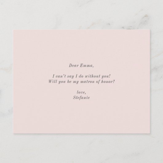 Pastel Flowers Glitter Matron of Honor proposal Uitnodiging Briefkaart (Achterkant)