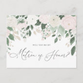 Pastel Flowers Glitter Matron of Honor proposal Uitnodiging Briefkaart (Voorkant)