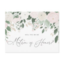 Pastel Flowers Glitter Matron of Honor proposal