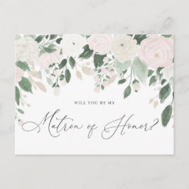 Pastel Flowers Glitter Matron of Honor proposal Uitnodiging Briefkaart