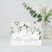 Pastel Flowers Glitter Matron of Honor proposal Uitnodiging Briefkaart (Staand voorkant)