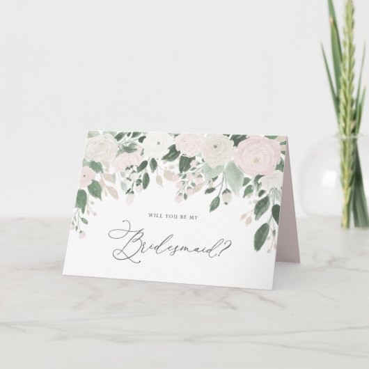 Pastel Flowers Glitter zal je mijn Bridesmaid zijn Kaart (Voorkant)