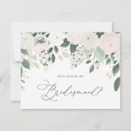 Pastel Flowers Glitter zal je mijn Bridesmaid zijn Kaart