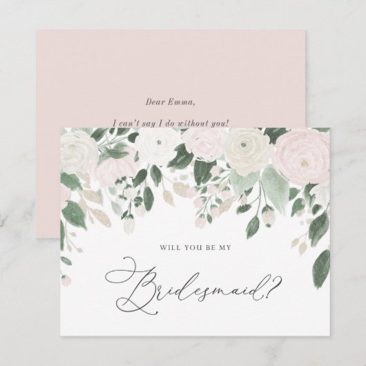 Pastel Flowers Glitter zal je mijn Bridesmaid zijn Kaart (Voorkant / Achterkant)