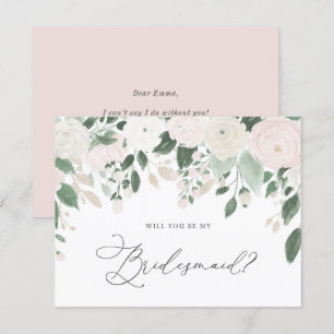 Pastel Flowers Glitter zal je mijn Bridesmaid zijn Kaart