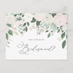 Pastel Flowers Glitter zal je mijn Bridesmaid zijn Uitnodiging Briefkaart
