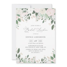Pastel Flowers Gold Glitter Leaves Bridal Luncheon