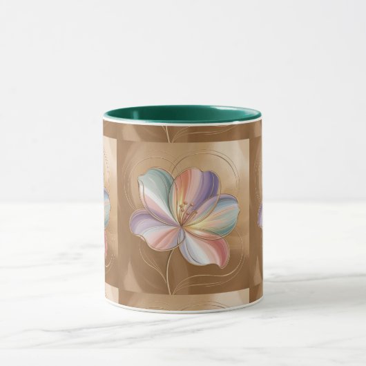 Pastel Flowers Gold Green Combo Mok (Midden)