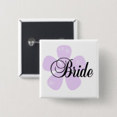 Pastel Flowers Lila Bride Tshirts en Gifts Vierkante Button 5,1 Cm (Voorkant /achterkant)
