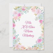 Pastel Flowers Mis XV Anos Birthday Invitation Kaart (Achterkant)